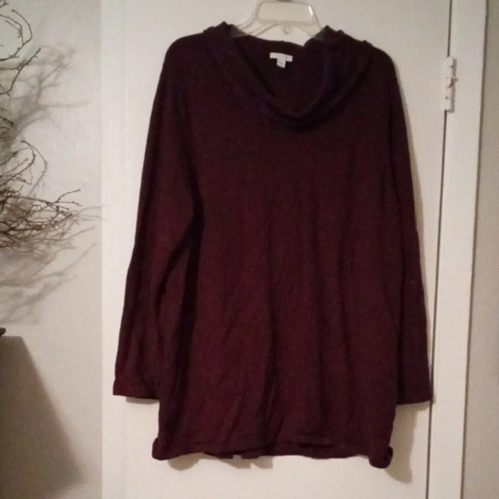 J. Jill Women's Deep Burgundy W/White Dots Cowl Neck Sweater SizeXL - Picture 1 of 6